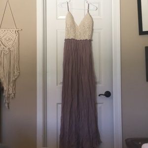 Light purple and off white maxi dress open back